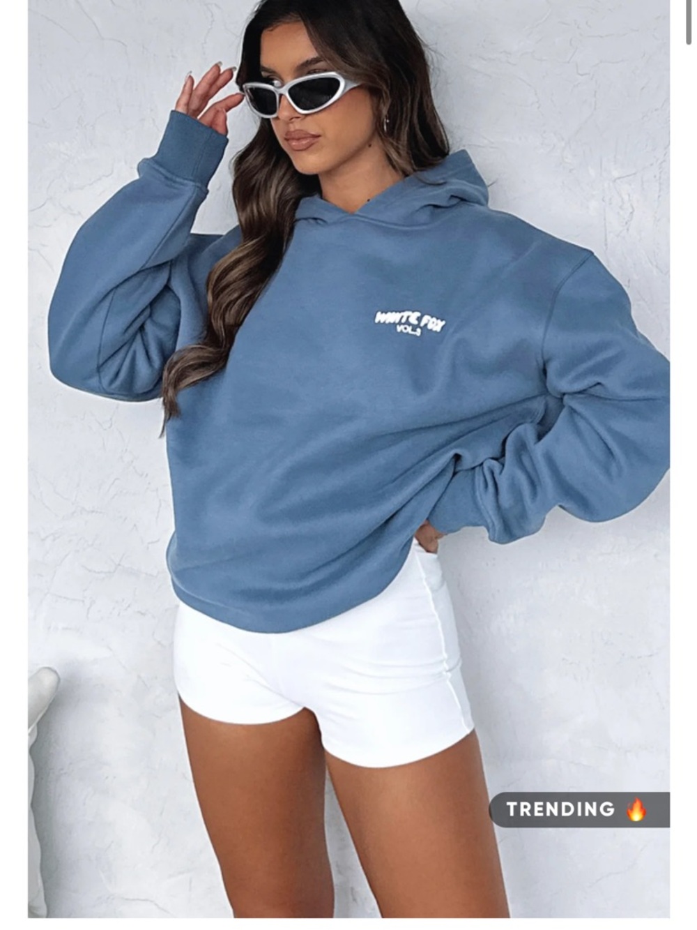 White Fox Boutique ocean Blue Logo Hoodie